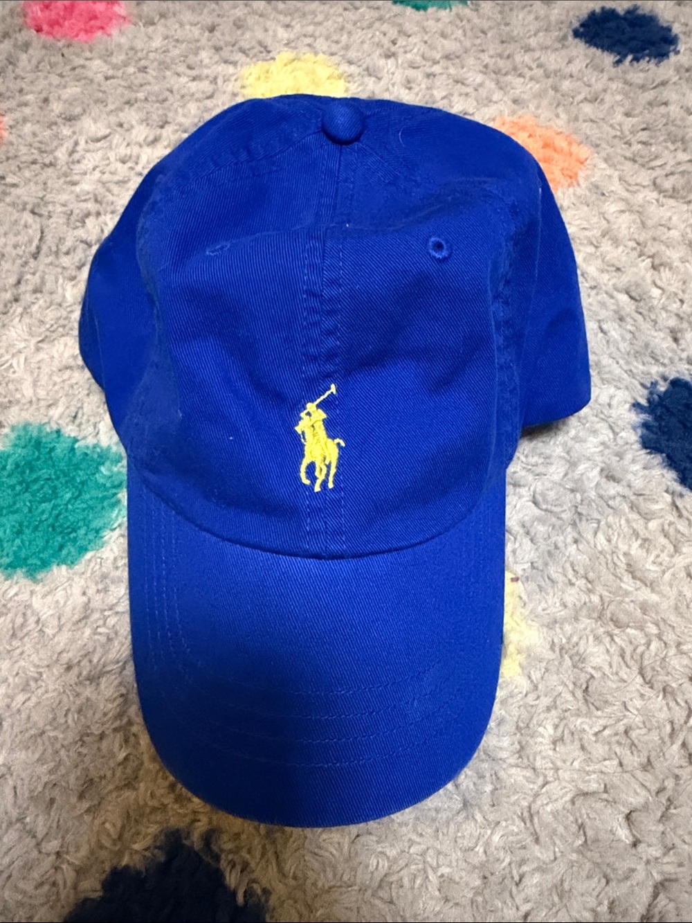 Ralph Lauren Blue Baseball Cap with Yellow Polo Logo M Carryover PAC Royal